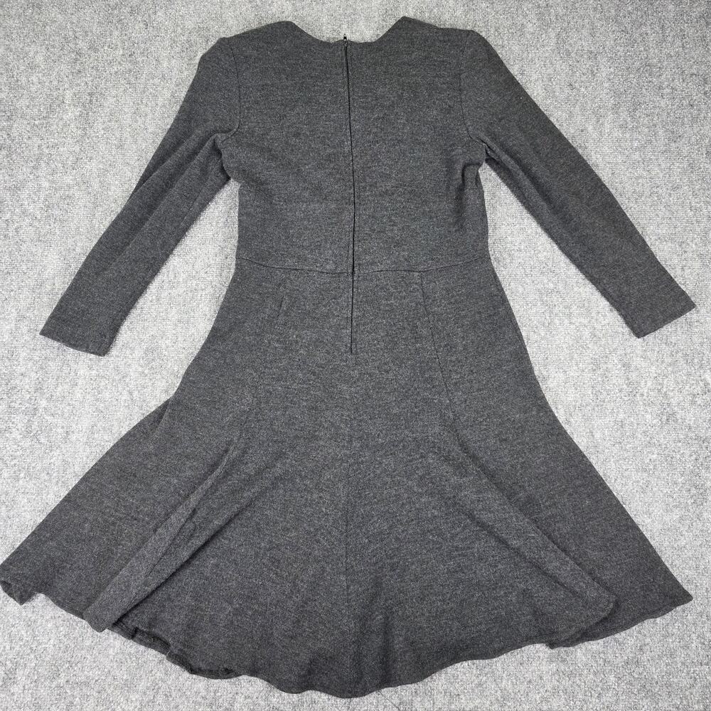 Vintage Kwai Dress Womens 14 Petite Gray Knit Fit & Flare Sweater Midi Bow USA - Picture 6 of 16